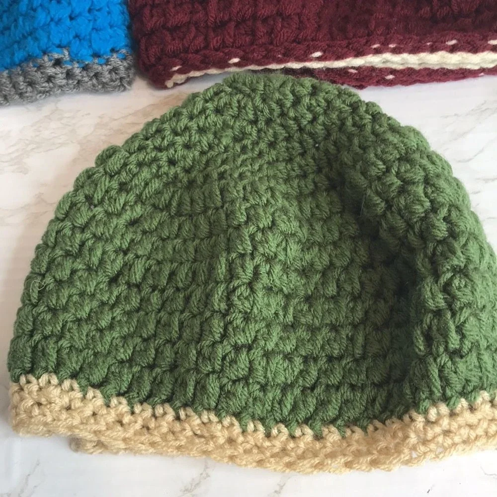 Handmade‎ Crochet Knit Women's Cozy Bucket Beanie Hat Bundle OS